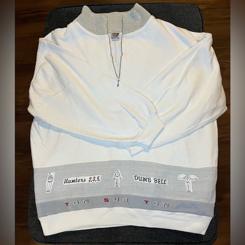 Vintage 80s/90s Unisex Ton Sur Ton Pullover Sweatshirt with Zipper